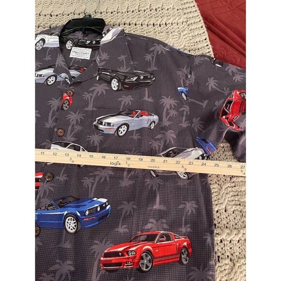 David Carey Originals Mustang Print Button-Up Short Sleeve Shirt Men's sz XL blk - Picture 9 of 14